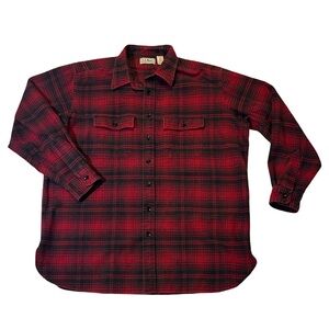 VINTAGE L.L. Bean mens XLT tall blue plaid Chamois cloth flannel shirt EUC